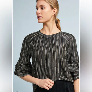 NWT new Anthropologie Eva Franco gold rush top small black bronze gold metallic